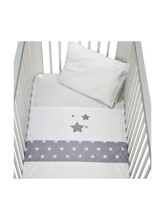 Bebe Stars Stars Seturi de cearșafuri pentru bebeluși Pentru Patut Bumbac cu Cauciuc Gri 110x160buc 3buc