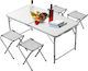 Bormann BGS1000 Aluminum Foldable Picnic Table in Case White 5pcs