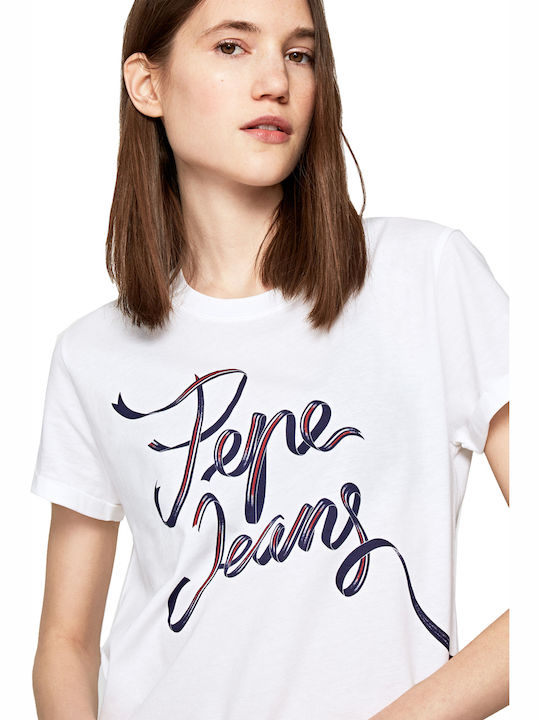 Pepe Jeans Anouck Γυναικείο T-shirt Optic White με Στάμπα