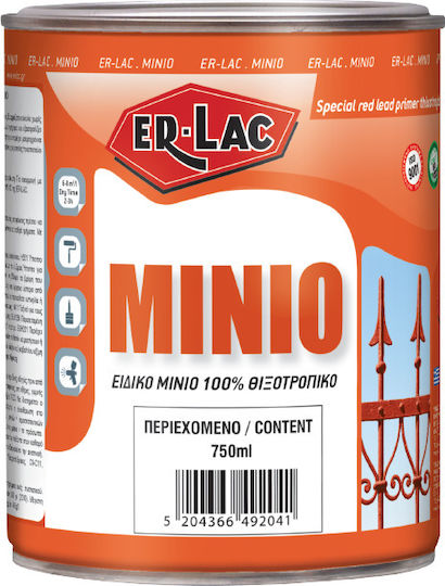 ER-LAC Minio Αντισκωριακό Αστάρι Μεταλλικών Επιφανειών Suitable for Metal 0.75lt