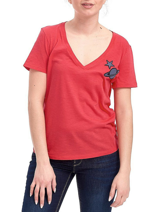 Emporio Armani Women's T-shirt with V Neck Red