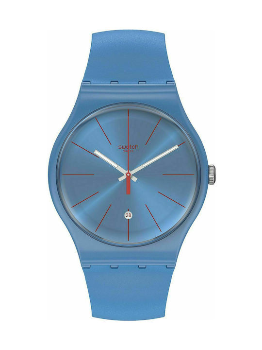 Swatch Lagoonazing Uhr mit Blau Kautschukarmband