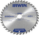 Irwin CSB Cutting Disc Wood Hole Diameter 250mm with 40 Teeth 1pcs