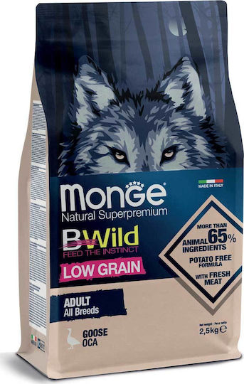 Monge BWild Low Grain All Breeds Adult 12kg Ξηρά Τροφή με Λίγα Σιτηρά για Ενήλικους Σκύλους με Πάπια