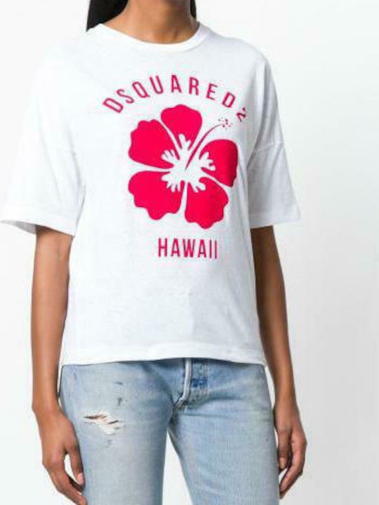 Dsquared2 Γυναικείο T-shirt Λευκό με Στάμπα