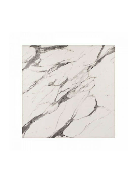 HomeMarkt Square Werzalit Table Surface Marble White-Grey 70x70cm