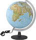 Illuminated World Globe Greek with Diameter 26.5cm and Height 27.5cm