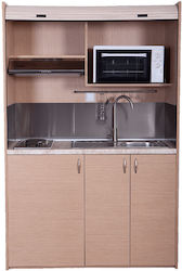Silver ΚΣ140 Πολυκουζινάκι με Δεξιά Γούρνα 140x65x204cm Μπεζ