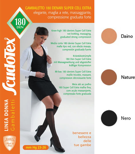 Scudotex 837 Κάλτσες Κάτω Γόνατος Διαβαθμισμένης Συμπίεσης 180 Den με Σιλικόνη 23-26 mmHg Daino