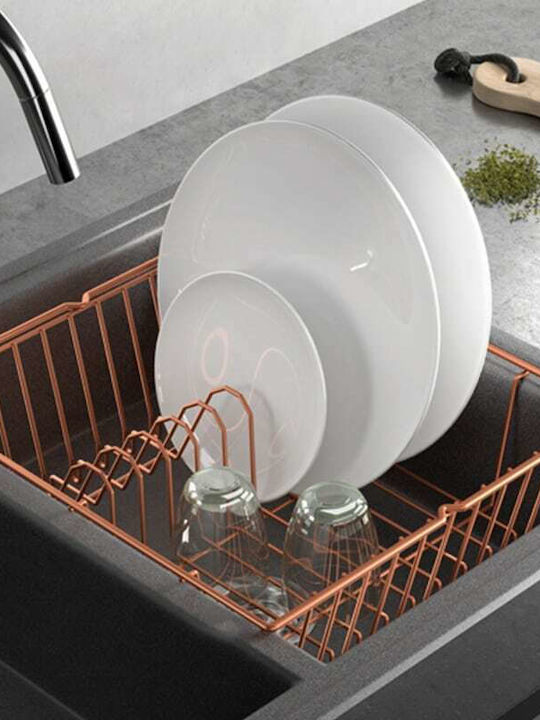Metaltex Lipsia Copper Στραγγιστήρι Γούρνας Μεταλλικό Ροζ 36x33x12cm
