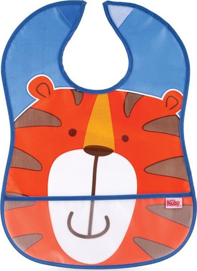 Nuby Tiger Impermeabila Bavetă material textil cu autocolant & Buzunar Portocaliu pentru 3 m+