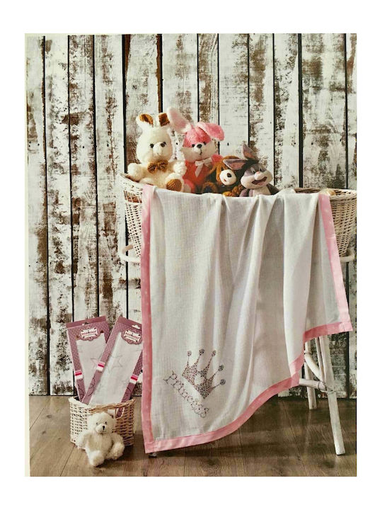 Cangaroo Blanket Cot Princess Cotton White 100x120cm.