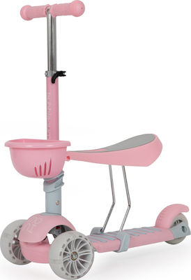 Moni Kids Scooter Bubblegum 3 in 1 3-Wheel with Seat for 3+ Years Pink