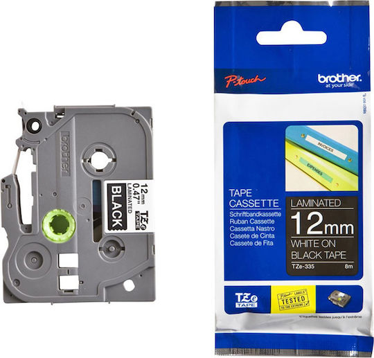 Brother Label Maker Tape 8m x 12mm in Black Colour Compatible with Brother TZe/TZ