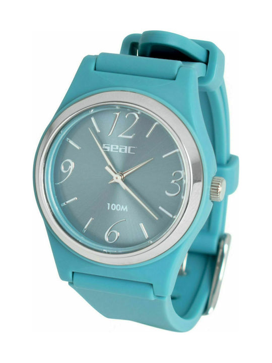 Seac Digital Watch Battery with Blue Rubber Strap