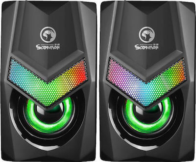 Marvo SG-118 Computerlautsprecher 2.0 mit RGB-Beleuchtung und Leistung 3W in Schwarz Farbe