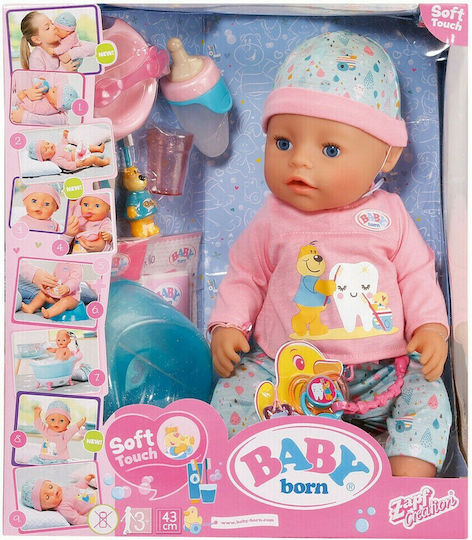 ZAPF Creation Baby Born Σετ με Μωρό Κούκλα Soft Touch Bath για 3+ Ετών 43 εκ.