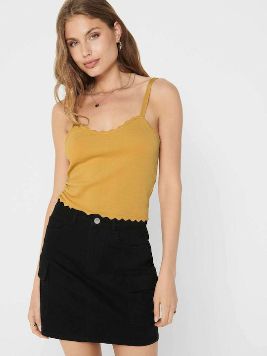 Only Women's Summer Crop Top with Straps Golden Spice Yellow