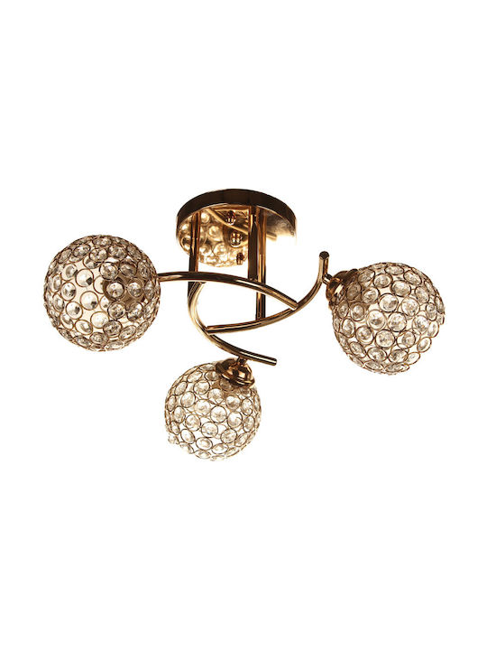 Keskor Classic Ceiling Mount Light with Socket E27 with Crystals in Gold color 48pcs