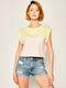 Guess Αμάνικο Crop Top Pink/Yellow