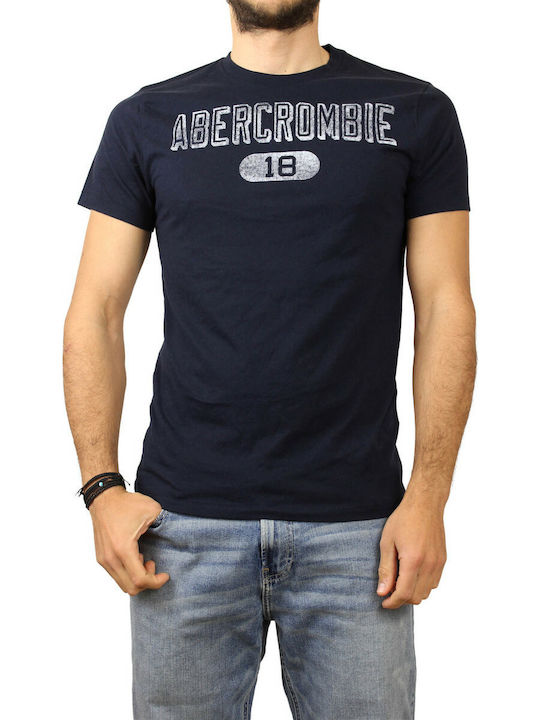 Abercrombie & Fitch T-shirt Bărbătesc cu Mânecă Scurtă Albastru marin