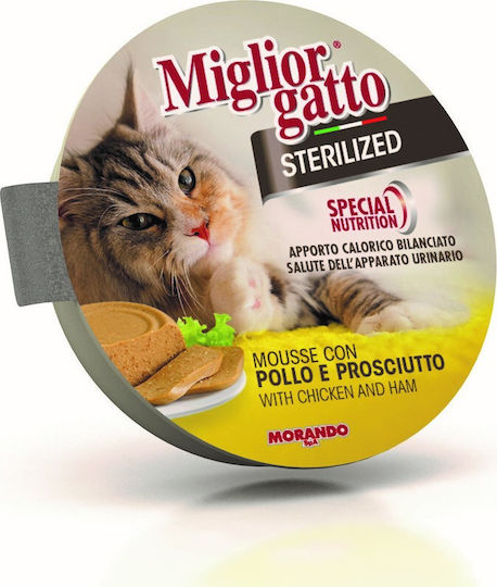 Morando Miglior Gatto Sterilised Wet Food for Adult Cats in Trays with Chicken 85gr