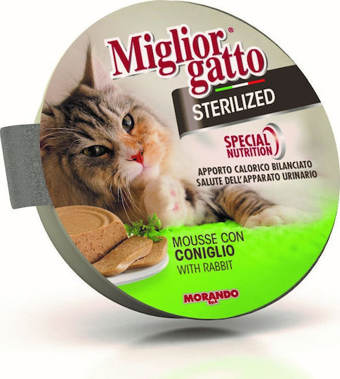 Morando Miglior Gatto Sterilised Υγρή Τροφή για Ενήλικες Γάτες σε Ταψάκι με Κουνέλι 85gr