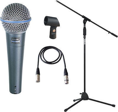 Shure Dynamic XLR Microphone Beta 58 A Set Handheld for Voice In Silver Colour