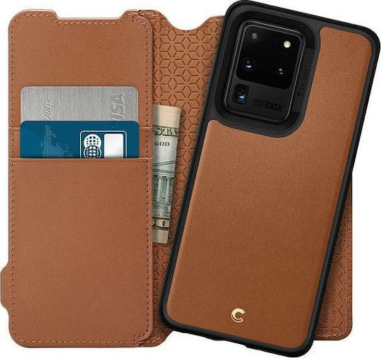 Spigen Ciel Brick Портмоне Изкуствена кожа Кафяв (Galaxy S20 Ultra)