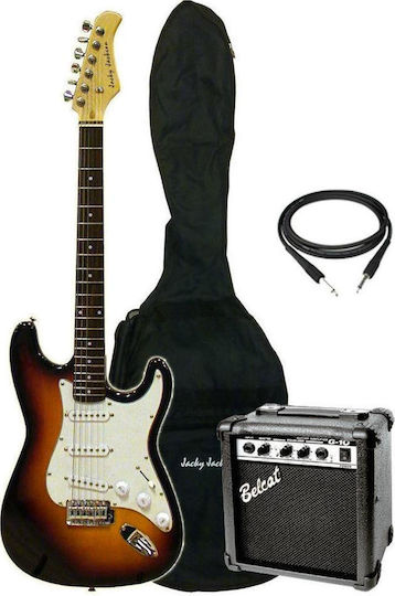 Jacky Jackson ST38 Set Electric Guitar Stratocaster with SSS Pickup Configuration Sunburst with Case