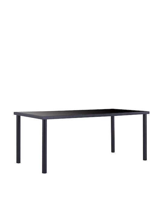 Table Kitchen with Glass Surface Black 180x90x75cm