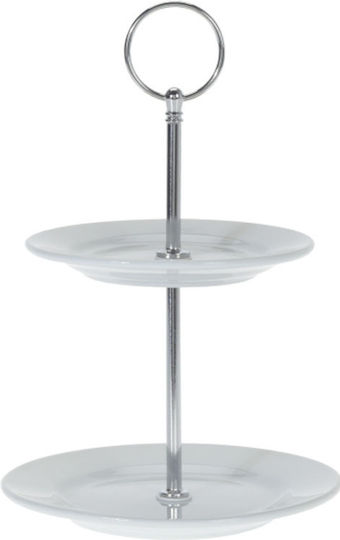 JK Home Decoration Εταζέρα 2 Ορόφων από Πορσελάνη Λευκή Ø21cm JK Home Decoration Εταζέρα 2 Ορόφων από Πορσελάνη Λευκή Ø21cm