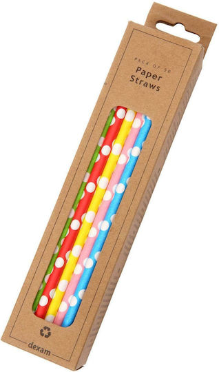 Dexam Polka Strohhalme 50Stück