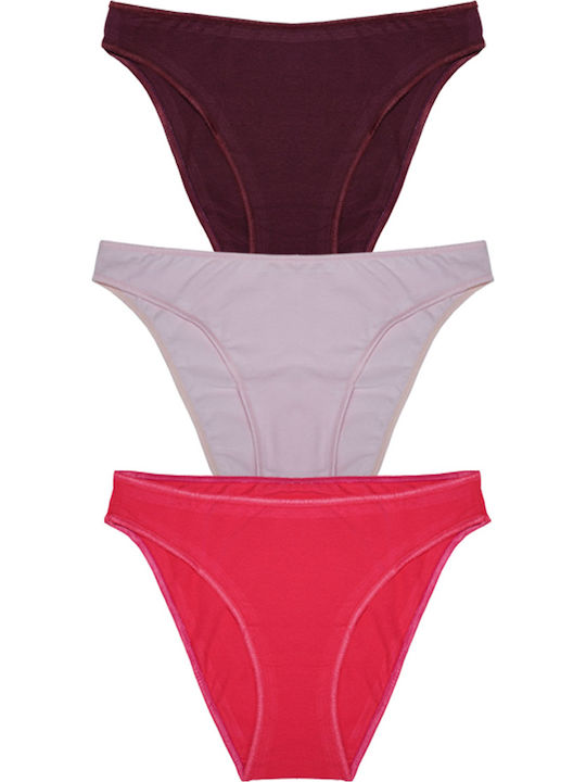 Βαμβακερά Women's Slip 3Pack Pink/Fuchsia/Bordeaux