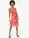 Michael Kors MS08ZLHEGE Midi Rochie cu Volane Peach MS08ZLHEGE-624