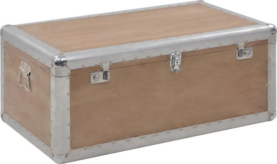 vidaXL Διακοσμητικό Μπαούλο Ξύλινο Μπεζ 91x52x40εκ.