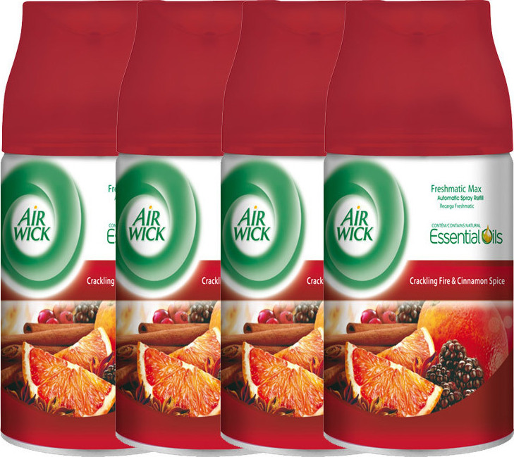 Airwick Ανταλλακτικό Freshmatic Crackling Fire & Cinnamon Spice 4τμχ