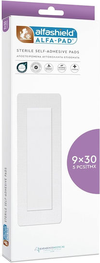 Alfashield Alfa Pad Αποστειρωμένα Αυτοκόλλητα Επιθέματα 9x 30cm , 5τεμ.