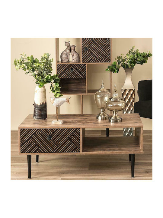 Rectangular Central Coffee Table Home Wooden with Drawers Brown W100xD50xH42.5cm