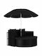 Liegestuhl-Bett Doppel Rattan mit Kissen & Sonnenschirm Schwarz 130x58x77cm.