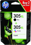 HP 305XL Πακέτο 2 Μελανιών Εκτυπωτή InkJet Πολλαπλό (Color) / Μαύρο (6ZA94AE)