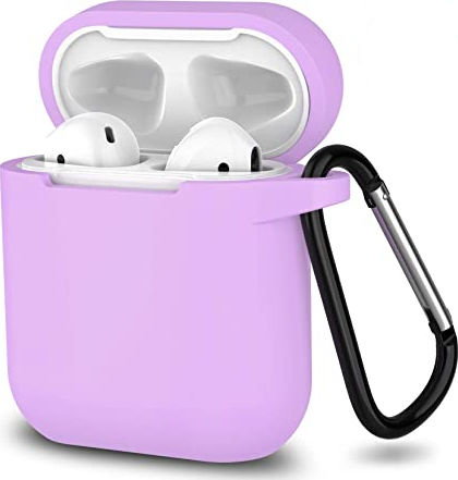 ObaStyle Θήκη Σιλικόνης Με Γάντζο Μωβ (Apple AirPods)