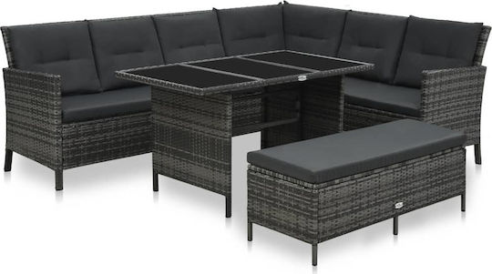 Garten- und Outdoor-Möbelsets Wohnzimmer Typsatz 3 Stück Grau mit Kissen