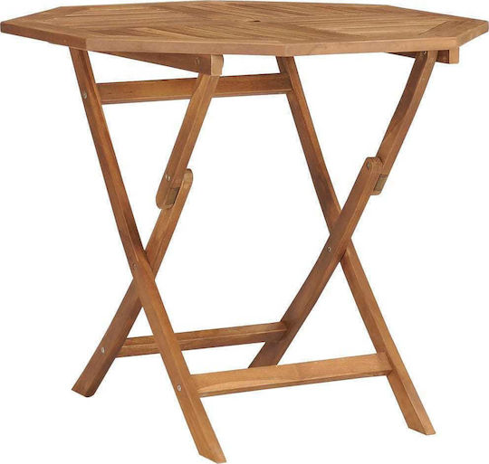 Outdoor Dinner Foldable Wood Table Natural 85x85x76cm