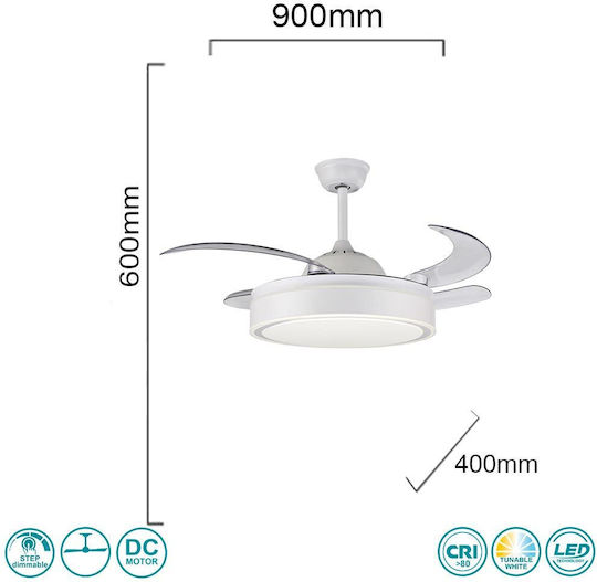 Sun Light Jasper Deckenventilator 90cm Mit Leuchte Weiß