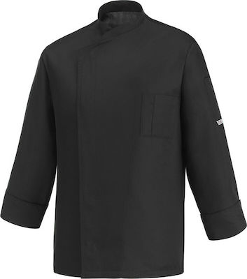 Egochef Σακάκι Σεφ 100% Microfiber Ανδρικό Μαύρο με Μακρύ Μανίκι Ottavio