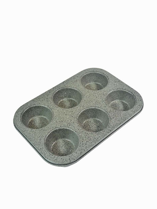 Sidirela Ceramic Aluminum Cupcakes & Muffins 6 Cups Baking Pan Stone