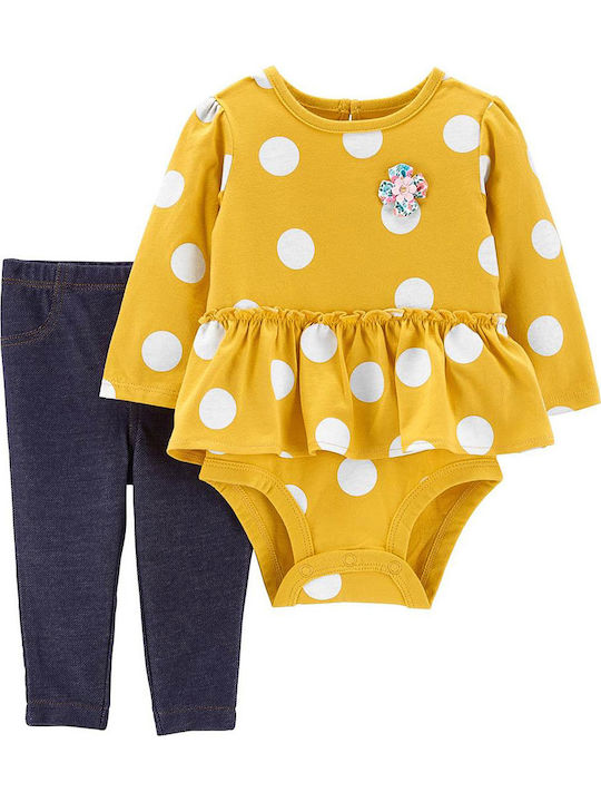 Carter's Baby Bodysuit Set Long-Sleeved with Pants Yellow 2pcs