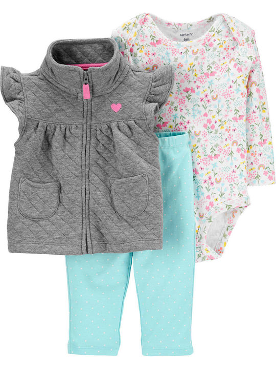 Carter's Baby Bodysuit Set Long-Sleeved with Pants Multicolour 3pcs