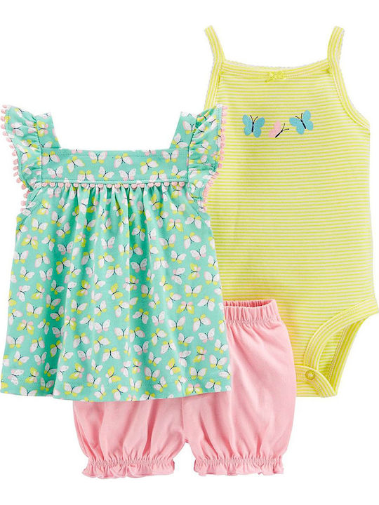 Carter's Baby Bodysuit Set Sleeveless with Shorts Yellow 3pcs